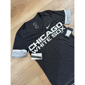 Nike Dri Fit Chicago White Sox Womens V Neck T Shirt Gray Size Medium MLB